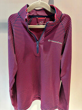 Vineyard Vines Boys Sankaty Performance 1/4 Zip M 12-14 Red Navy